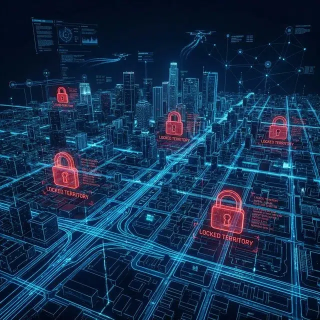 Exclusive zip code and real estate territory map locked by AI